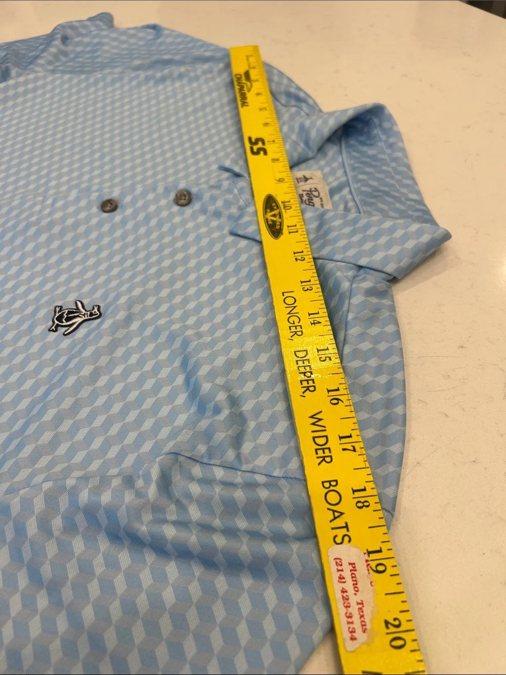 Original Penguin Munsingwear Polo Shirt Large Light Blue Geometric Performance